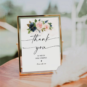 Navy & Blush Pink Floral Thank You Sign