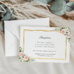 navy & blush pink floral wedding reception card<br><div class="desc">A wedding reception information card with navy  and blush pink flowers for your wedding reception. You can personalise the text and colour to match your own wedding theme.</div>