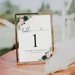 Navy & Blush Pink Floral Wedding Table Numbers<br><div class="desc">Navy & Blush Pink Floral Wedding Table Numbers. This stylish & elegant Wedding Shower Invitation features gorgeous hand-painted watercolor Navy & Blush Pink Floral. Find matching items in the Navy & Blush Pink Floral Collection.</div>