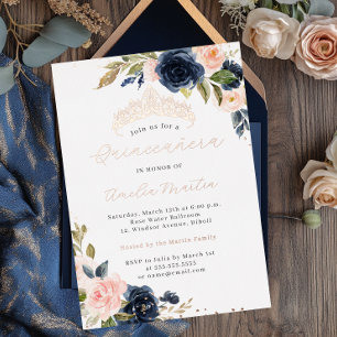 Navy Blush Rose Gold Quinceanera 