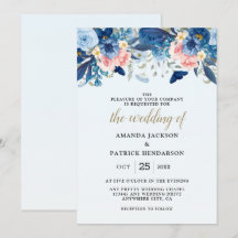 Navy Blush Watercolor Floral Wedding
