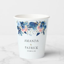 Navy Blush Watercolor Floral Wedding