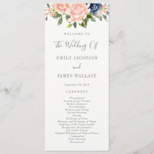 Navy Blush Wedding Ceremony Program #NBC Programme