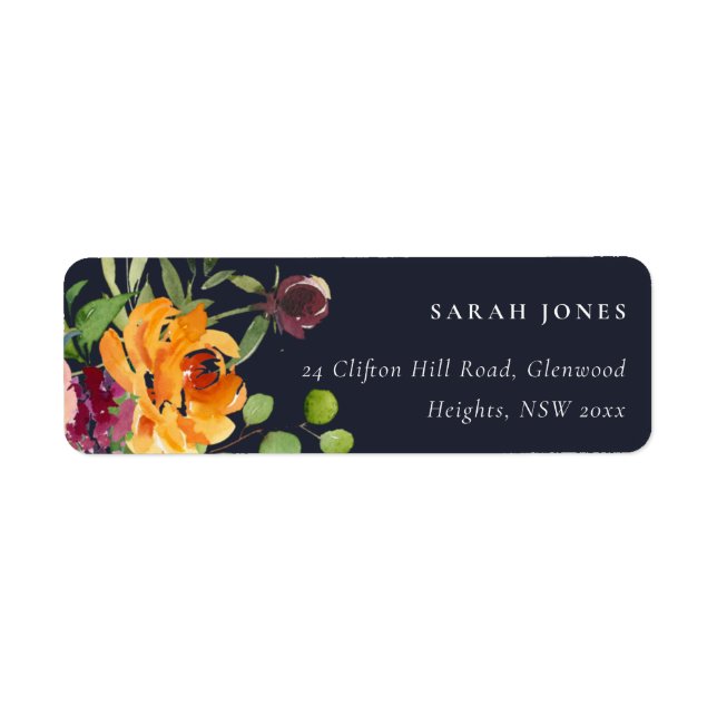 NAVY BLUSH YELLOW ORANGE FLORAL BUNCH ADDRESS (Front)