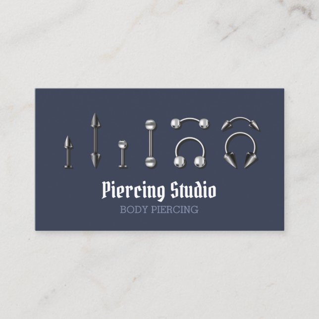 Navy Body Jewellery Store Piercing Business Card (Front)