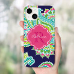 Navy Bohemian Paisley Custom Monogram Case-Mate iPhone 14 Case<br><div class="desc">Custom design features an elegant ornate hand-drawn bohemian mehndi henna tattoo illustration with botanical floral and paisley swirls. Click the Customise It button to add your name and monogram to create your own unique one of a kind design.</div>