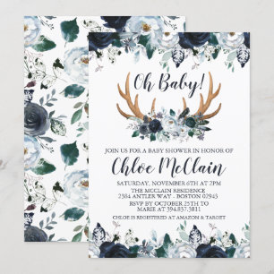 Navy Boho Baby Shower Invitation Baby Boy