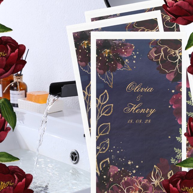 Navy Bordeaux Wedding  Napkin (Creator Uploaded)