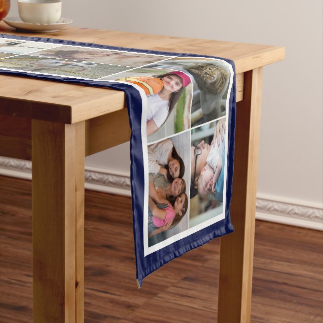 Navy Border 22 Photos Make Your Own Collage Long Table Runner (In Situ)