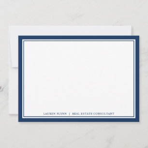 Navy Borders Personalised Real Estate Stationery Card