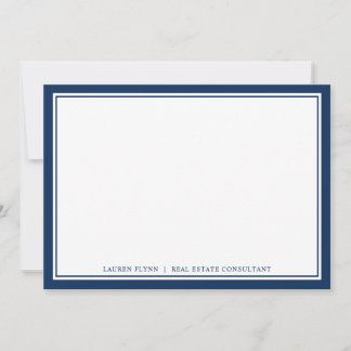 Navy Borders Personalised Real Estate Stationery Card