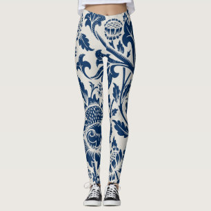 Navy botanic vintage pattern floral leggings
