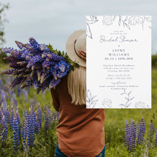 Navy Botanical Bridal Shower Invitation