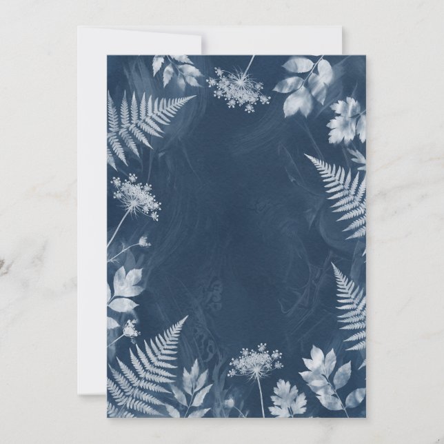 Navy Botanical Custom Invitation (Front)