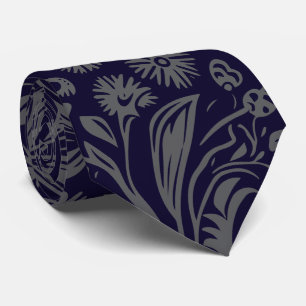 Navy Botanical Tie Paisley Necktie