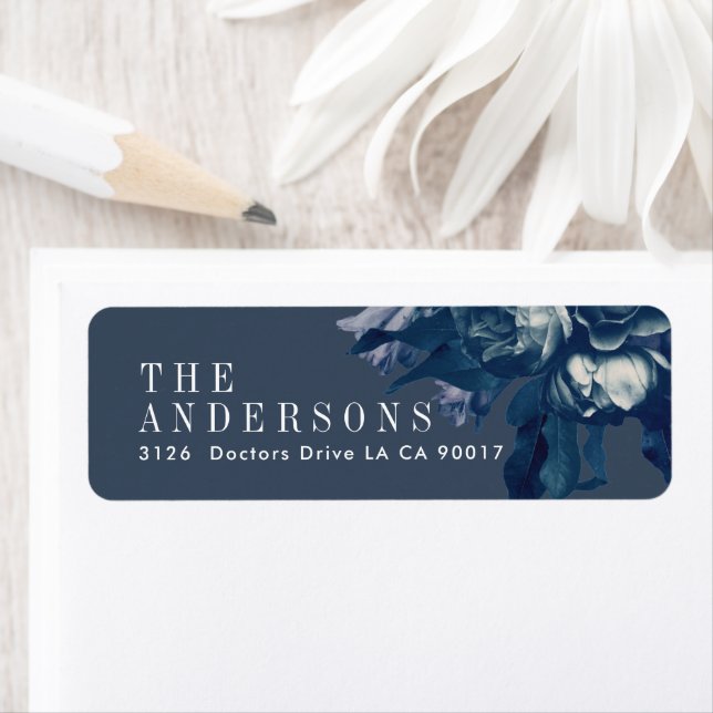 Navy Bouquet Wedding return address (Insitu)