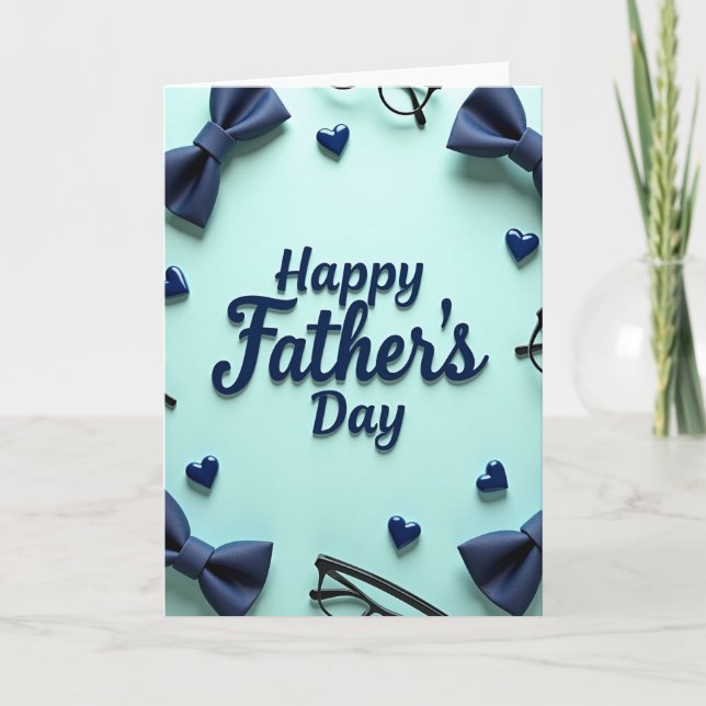 Navy Bow Tie Fathers Day Card (Front)