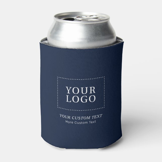 Navy Branded Custom Business Logo Promotional Can Cooler (Can Front)
