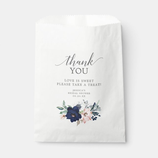 Navy Bridal Shower Favour Bag Love is Sweet (Front)