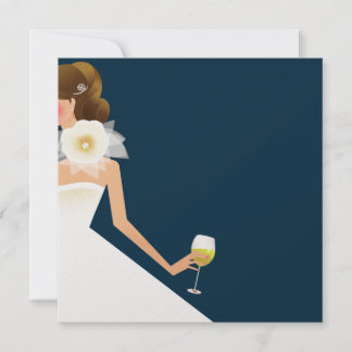 Navy bridal shower wine invitation