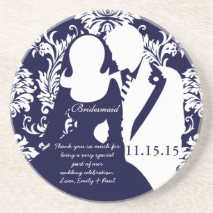 Navy Bridesmaid Wedding Bride & Groom Coasters