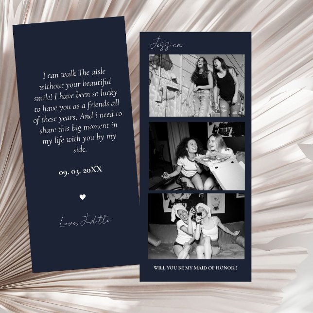Navy Bridesmaids Proposal Photo Strip Photo Booth Save The Date (Creator Uploaded)