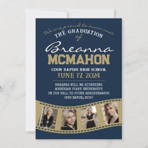 Navy & Bronze Filmstrip Graduation Announcement