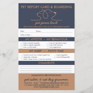 Navy Brown Cute Dog Cat Logo Report Boarding