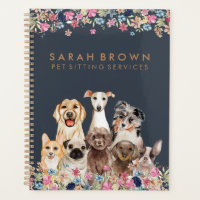 Navy Brown Cute Dog Groomer Small Business