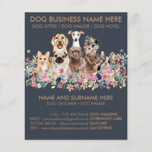 Navy Brown Dog Sitting Service Pet groomer flyer