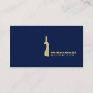 Navy Brown Wine Glass Bottle Restaurant Business Card