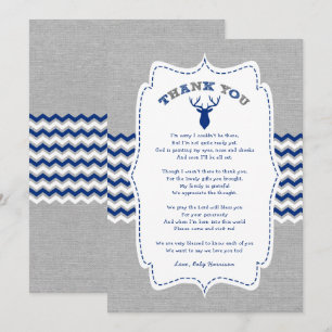 Navy Buck Baby Shower thank you note + poem Invitation