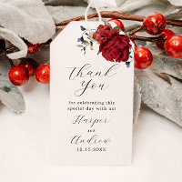 Navy Burgundy Floral Wedding Thank You