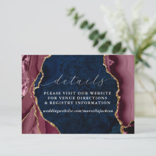 Navy, Burgundy & Gold Agate Details Invitation