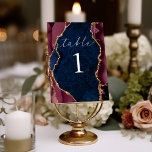 Navy, Burgundy & Gold Agate Table Card<br><div class="desc">Part of the Navy Burgundy and Gold Agate Collection!</div>