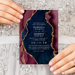 Navy, Burgundy & Gold Agate Wedding Invitation<br><div class="desc">Gorgeous agate look with gold and marble accents to wow your guests!</div>