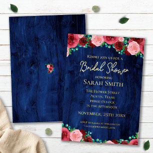 Navy  Burgundy Gold Watercolor Bridal Shower