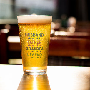 Navy Burgundy Husband Father Grandpa Legend Glass