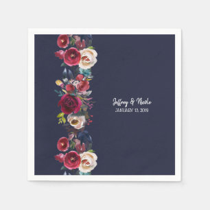 Navy Burgundy Merlot Wedding Reception Dinner Napkin