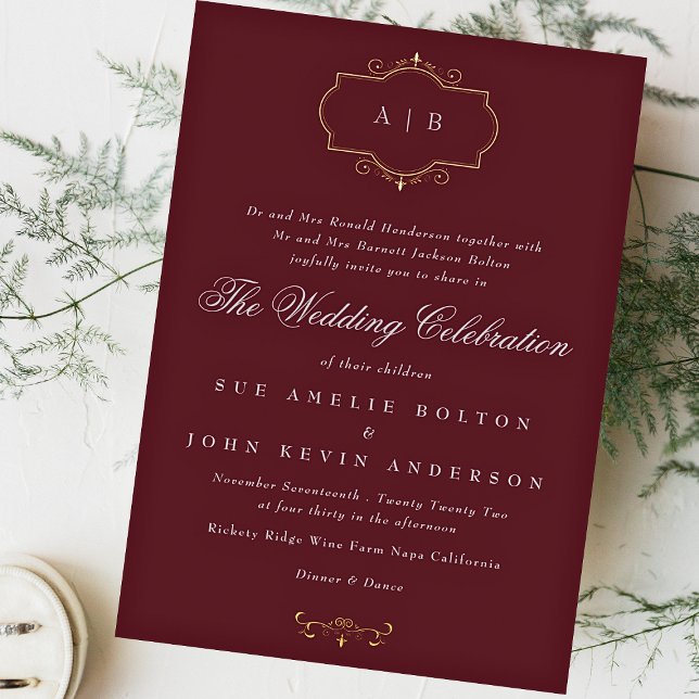 navy burgundy romantic classic monogram wedding (Creator Uploaded)