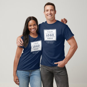 Navy Business Logo Company Name Staff T-Shirt
