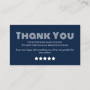 Navy business thank you homemade business card