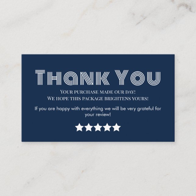Navy business thank you homemade business card (Front)