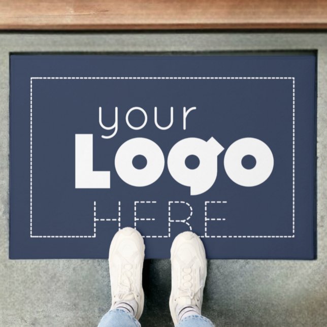 Navy Business Welcome Mat Company Logo Doormat (Creator Uploaded)