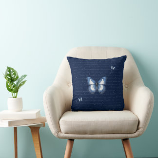 Navy Butterflies Love Letter Cushion