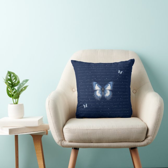 Navy Butterflies Love Letter  Cushion (Chair)