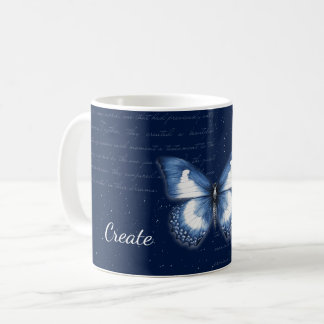 Navy Butterflies Love Letter Mug
