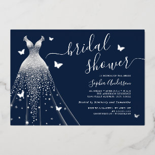 Navy Butterfly Sparkle Dress Bridal Shower 