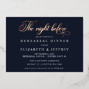 Navy Calligraphy The Night Before Rehearsal Dinner
