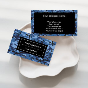 Navy Camo, Blue Camouflage, Military, Army Business Card